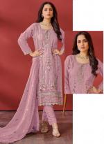 Organza Pink Eid Wear Embroidery Work Pakistani Suit